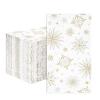 100 Pcs Winter Snowflake Paper Napkins 3 Ply Gold and White Snowflake Christmas Disposable Absorbent Hand Towels Winter Snow Guest Napkins for Holiday Dinner Bathroom New Year Kitchen Table Supplies view 1