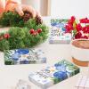 100 Pcs Christmas Paper Napkins 3 Ply Blue Xmas Ball Pine Branch Disposable Absorbent Hand Towels Christmas Guest Napkins for Winter Holiday Party Lunch Dinner Bathroom Kitchen Supplies Decorations view 2