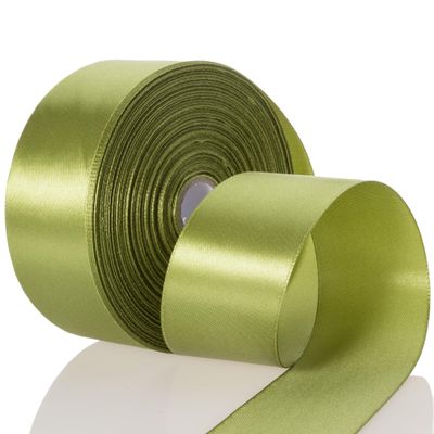 GIYOMI 50 Yards 1 1/2 Inch Olive Green Satin Ribbon, Single Face Polyester Solid Color Craft Fabric Ribbon for Handmade Roses, Gift Wrapping, Bouquets, Wedding, Christmas, and Party Decoration