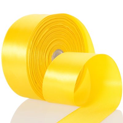 GIYOMI 50 Yards 1 1/2 Inch Golden Yellow Satin Ribbon, Single Face Polyester Solid Color Craft Fabric Ribbon for Handmade Roses, Gift Wrapping, Bouquets, Wedding, Christmas, and Party Decoration