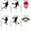 Gyufise 24Pcs Lacrosse Cupcake Toppers Glitter Lacrosse Party Decorations for boys Lacrosse Player Cupcake Picks for Lacrosse Sport Baby Shower Birthday Party Cake Decorations Multi view 2
