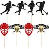 Gyufise 24Pcs Lacrosse Cupcake Toppers Glitter Lacrosse Party Decorations for boys Lacrosse Player Cupcake Picks for Lacrosse Sport Baby Shower Birthday Party Cake Decorations Multi view 3