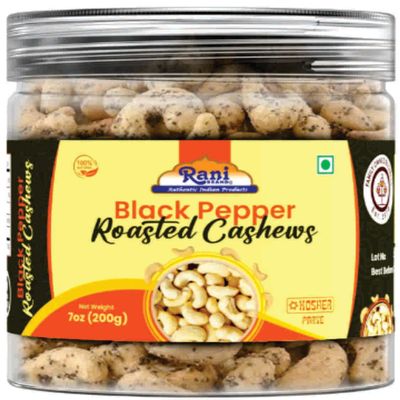 Rani Black Pepper Roasted Cashews 7oz (200g) PET Jar, Non-Fried, Oil Free ~ All Natural | Vegan | Gluten Friendly | NON-GMO | Kosher | Air Roasted, Crunchy & Flavorful