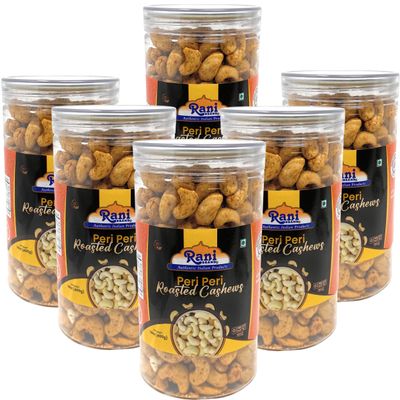 Rani Peri Peri Roasted Cashews 14oz (400g) PET Jar, Pack of 6, Non-Fried, Oil Free ~ All Natural | Vegan | Gluten Friendly | NON-GMO | Kosher | Air Roasted, Crunchy & Flavorful