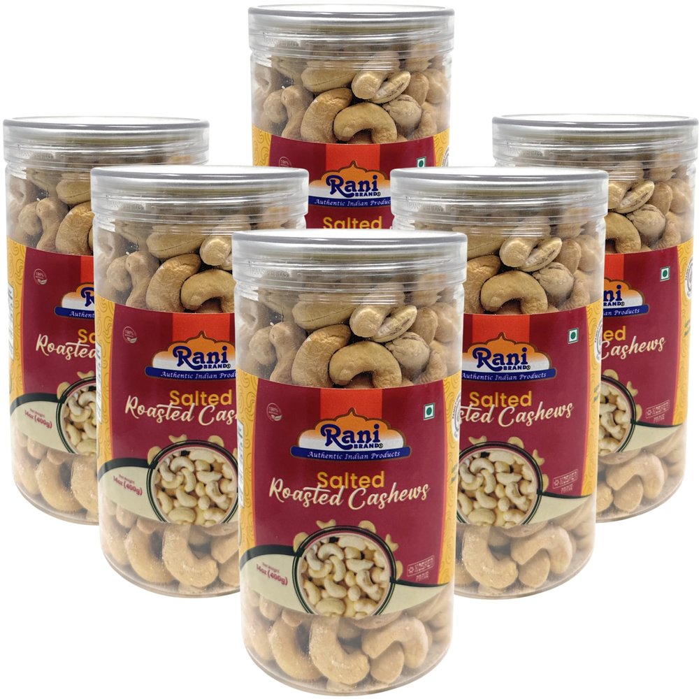 Rani Salted Roasted Cashews 14oz (400g) PET Jar, Pack of 6, Non-Fried, Oil Free ~ All Natural | Vegan | Gluten Friendly | NON-GMO | Kosher | Air Roasted, Crunchy & Flavorful