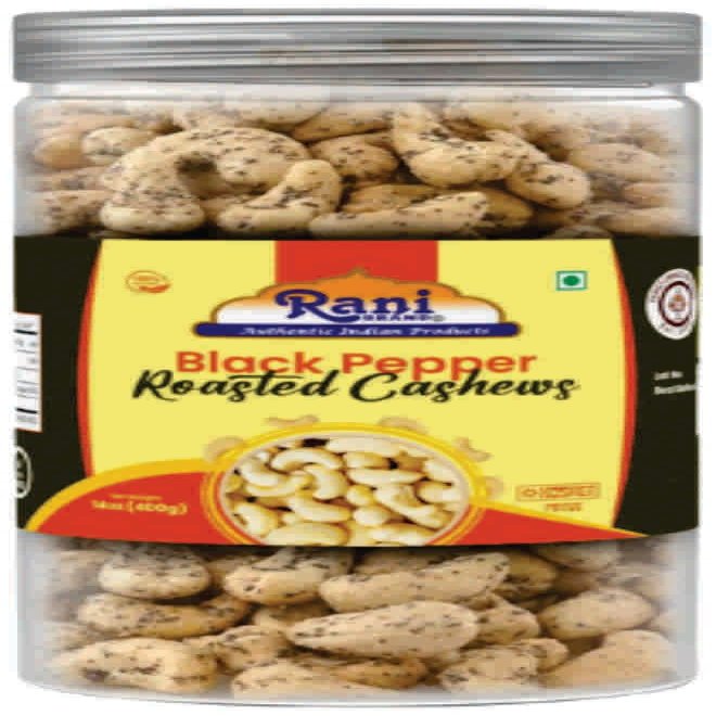 Rani Black Pepper Roasted Cashews 14oz (400g) PET Jar, Non-Fried, Oil Free ~ All Natural | Vegan | Gluten Friendly | NON-GMO | Kosher | Air Roasted, Crunchy & Flavorful