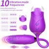 NineLife Basics Easy to Operate Rose Shape Toys Update Model 3 in 1 Rose Toy with Tongue Licking, Thrusting and Vibrating Adult Tools YR3+6 * 7, Purple view 2
