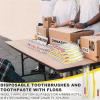 FAOEHN 50 pcs Disposable Toothbrushes with Toothpaste and Floss,Yellow Bulk Single Use Toothbrush Floss Pick Individually Wrapped Disposable Travel Toothbrushes Kit for Homeless,Airbnb,Hotel,Guest view 3