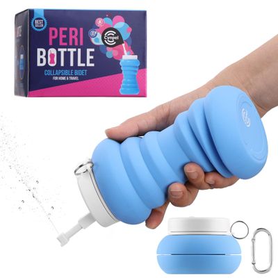 Cynpel Foldable Peri Bottle - Compact Leak-Proof Portable Travel Bidet Sprayer - Ideal for Postpartum Care Perineal Spray Wash & Personal Hygiene - Jet Spray Portable Bidet - Blue