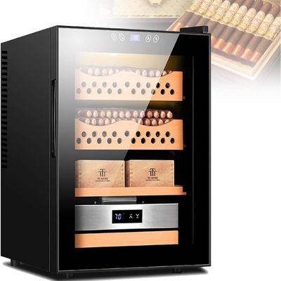 AWAYDD Intelligent Electronic Cigar Cabinet, Cigar Humidor Cabinet for 300 Cigars, Electric Cooling Cigar Fridge, Cedar Wood Lined and 4 Layer Drawers, Temperature 11~18C, 20240719