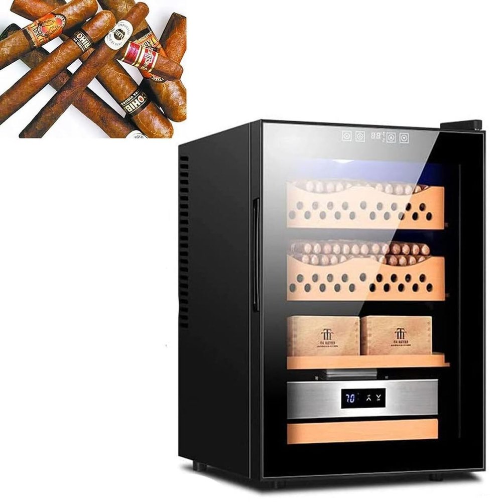 AWAYDD Humidors Cigar Cabinet, Electronic Cigar Moisturizing Cabinet Dual Core Refrigeration Integrated Chassis, Cigar Cabinet Touch Screen Design 50L 300Pcs Capacity
