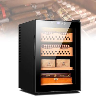 AWAYDD 50L Intelligent Cigar Humidor, Electric Cooling Cigar Fridge, 300 Cigars Capacity Humidor Cabinet with Cedar Shelves, 11~18C Temperature Control, 20240719