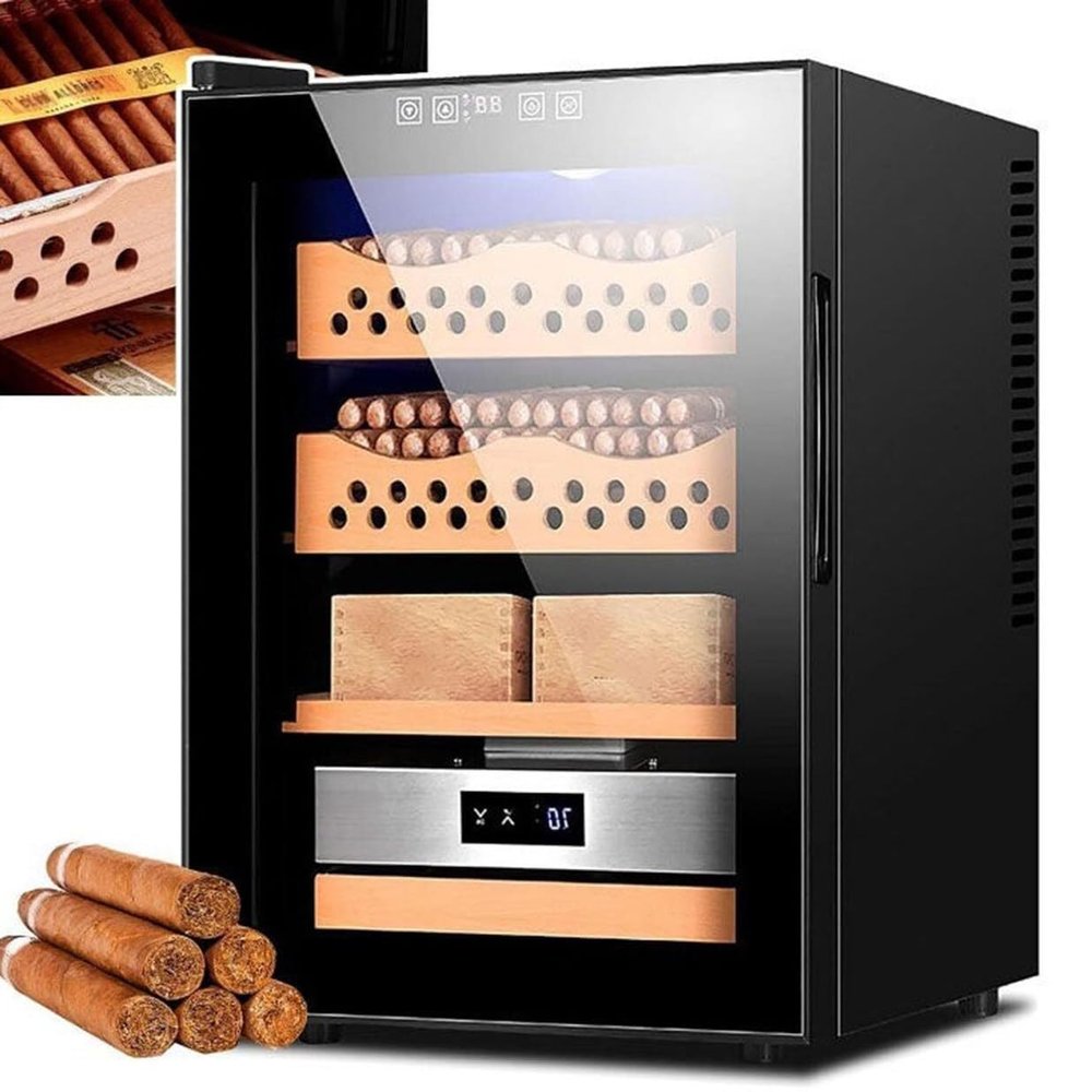 AWAYDD Humidors Cigar Cabinet, Intelligent Electronic Cigar Humidor Cabinet, Electric Cigar Humidor Cooler with Cedar Lining, 4 Layer Drawers, Temperature 11~18C