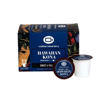 Hawaiian Kona Medium Roast Coffee Pods by Coffee Beanery: 12ct, 100% Arabica, Gourmet
