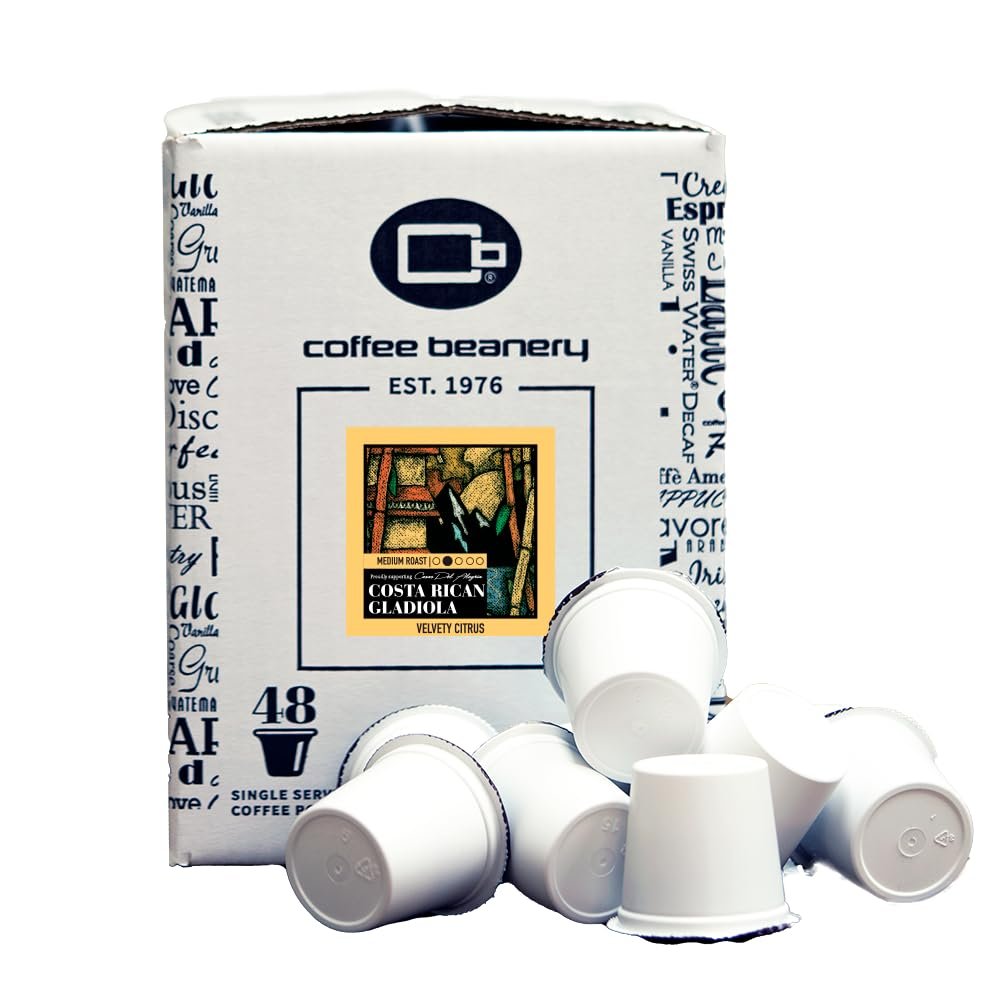 Costa Rican Gladiola Coffee Pods by Coffee Beanery | 48ct Bulk Specialty Coffee Pods Medium Roast Coffee Pods| 100% Specialty Arabica Coffee| Gourmet Coffee Pods