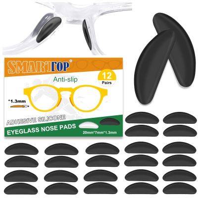 Adhesive Nose Pad,12 Pairs 1.3mm Ultra Thin Stick On Eyeglass Nose pad with Super Sticky Backing, Silicone Anti-Slip for Glasses Sunglasses