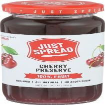 J.ust Spread 100% Fruit Cherry Preserve 10 oz (Pack of 6)