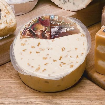 Clawson White Stilton with Mango & Ginger, 2 Count of 2.5 lb, 5 lb Case, Half Wheel, Classic British Cheese, Extra Creamy, Tangy & Sweet