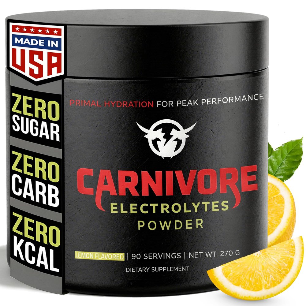 Carnivore Electrolytes Lemon Keto Electrolytes Powder, 90 Servings - Daily Electrolyte Hydration Powder, Sugar Free Electrolytes, Zero Calories - Good for Carnivore Diet, Preworkout, & Post Workout