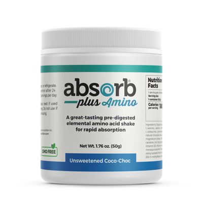 Absorb Plus Amino Nutritional Supplement, Nutritional Support, Non-GMO, Gluten Free, Elemental Free-Form Amino Acid Formula (50g, Unsweetened Coco-Choc)