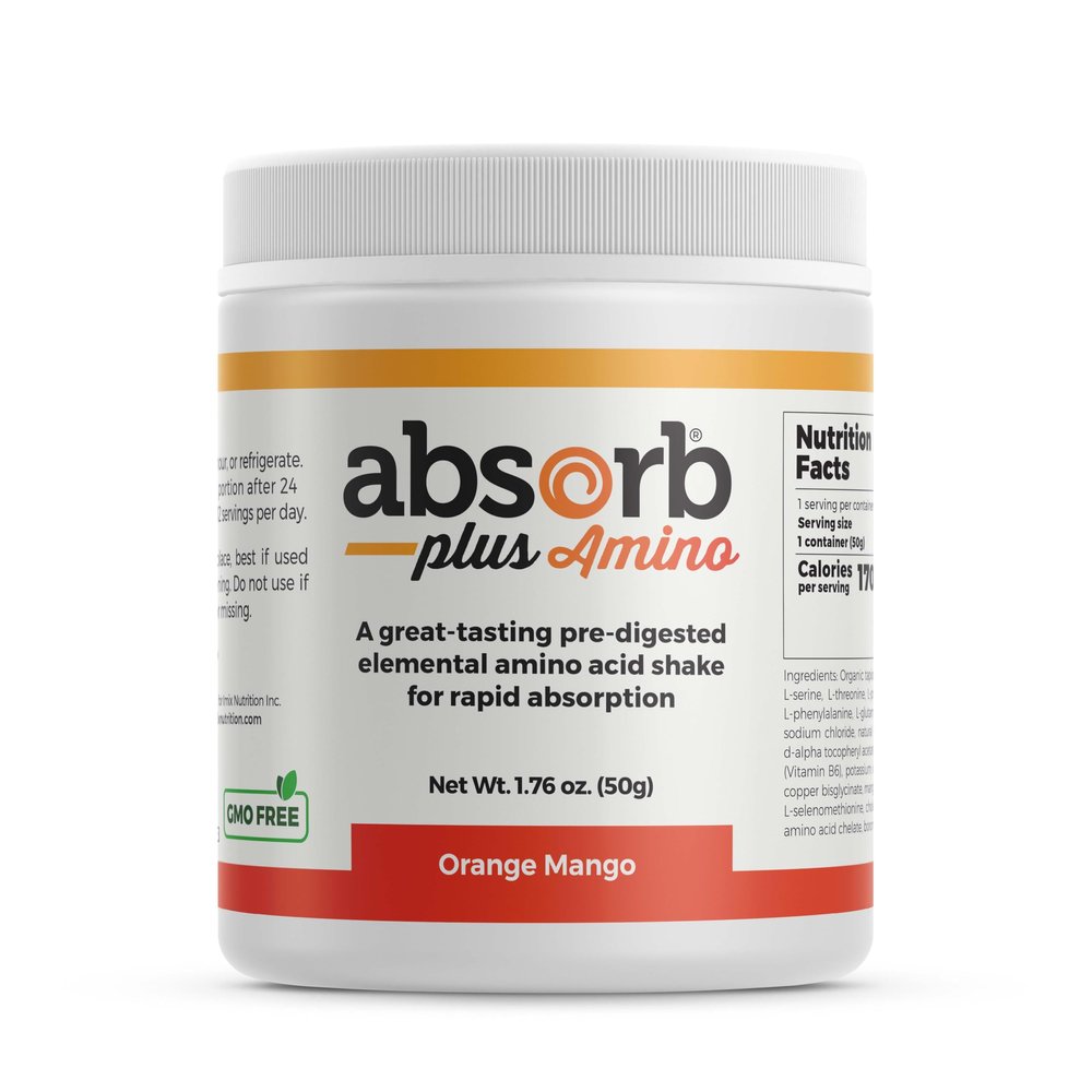 Absorb Plus Amino Nutritional Supplement, Nutritional Support, Non-GMO, Gluten Free, Elemental Free-Form Amino Acid Formula (50g, Orange-Mango)