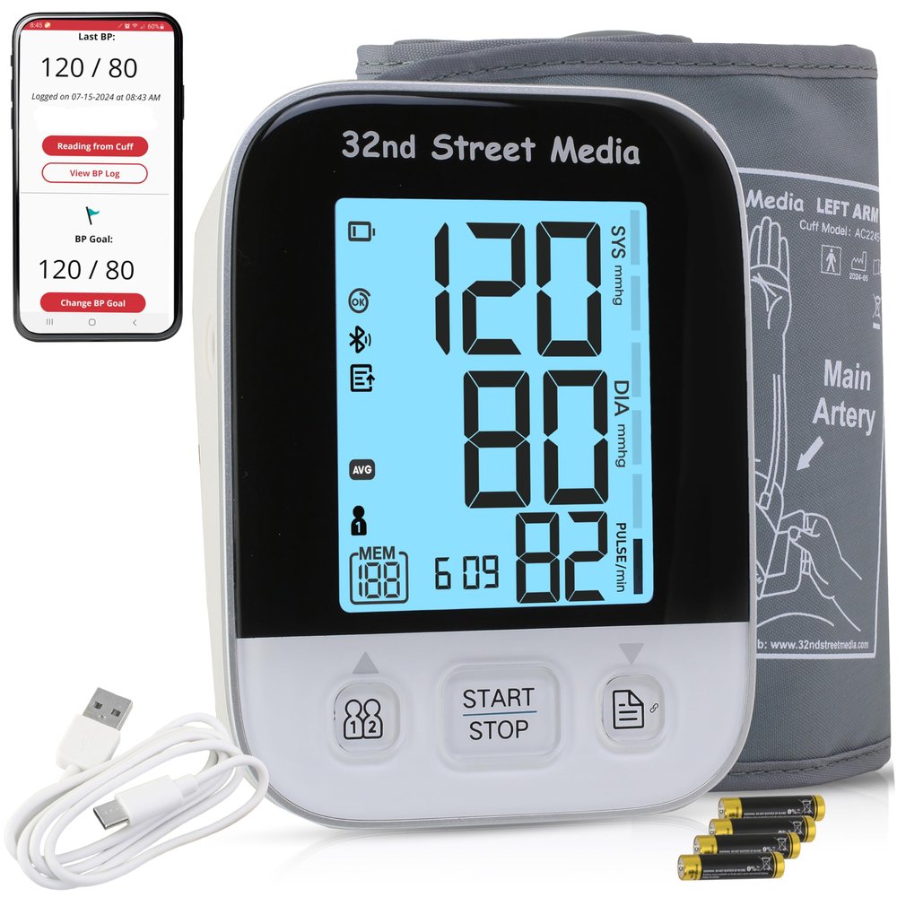 32nd Street Media Digital Blood Pressure Monitor for Adults, Clinically Validated, it has undergone independent clinical validation testing Pulse Oxygen Meter, Circulation Detector. and Analog Display
