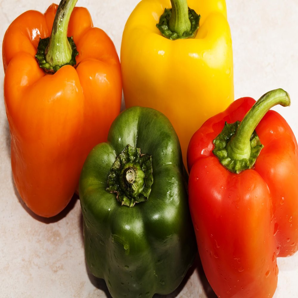 Fresh Organic Rainbow Bell Peppers Red, Yellow, Orange, and Green by RawJoy Farms, 2 Pound