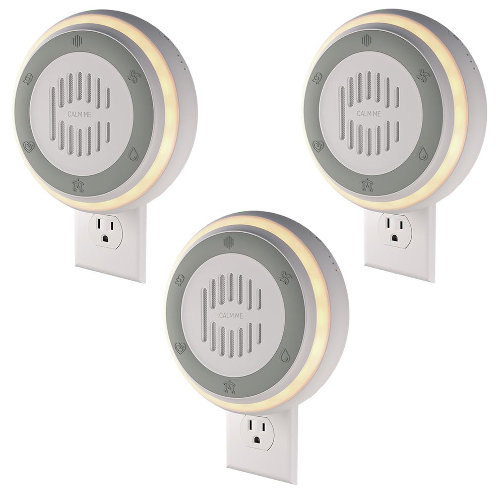 (3 Pack) Calm Me White Noise Machine for Office Privacy & Noise Canceling, Plug in Wall Sound Machine for Therapy Office Used in Hospitals Clinics & Spas, 20 Soothing Natural Sounds, Compact Design.