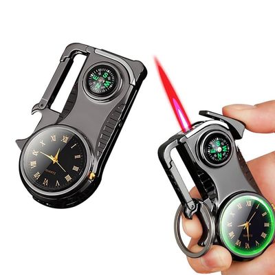 BAIYONGD Torch Lighter, Clock Dial Keychain Lighter, Cool Lighter, Red Flame Refillable Butane Lighter Adjustable Flame with Clock Dial for Camping Grill Fireplace Candle Man Birthday Gifts, Black