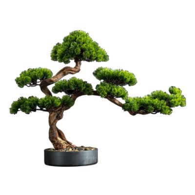 YXIANG56Q Fake Plants Chinese Style Simulation Welcoming Pine Living Room Decorations Tabletop Green Plants Fake Trees Bonsai Fake Pine Trees Bonsai Tree(40x50cm)