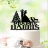 Christmas Cake Topper With Dog, Personalized Christmas Tree Cake Decoration, Mr and Mrs Wedding Cake Topper With Pet Dog, Winter Wedding Cake Topper, Holiday Dog Cake Topper view 1