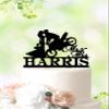 Motorcycle Wedding Cake Topper, Custom Cake Decoration With Motorcycle, Bride and Groom Moto Cake Topper, Dirt Bike Wedding Cake Topper, Personalized Moto Couple Cake Decoration view 1