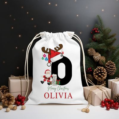 SHAANT Big Santa Sack - Custom Santa Sack For Children - Personalized Santa Sack - Monogram Christmas Sacks Drawstring Gift Bags For Kids - Small Size to Large Size - Gift Sack Christmas