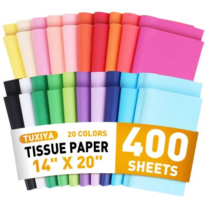 400 PCS Tissue Paper, 20 Colors 14" X 20" Tissue Papers Bulk for Packaging, Colored Tissue Paper for Gift Bags Crafts Birthday Party Flower Decoration