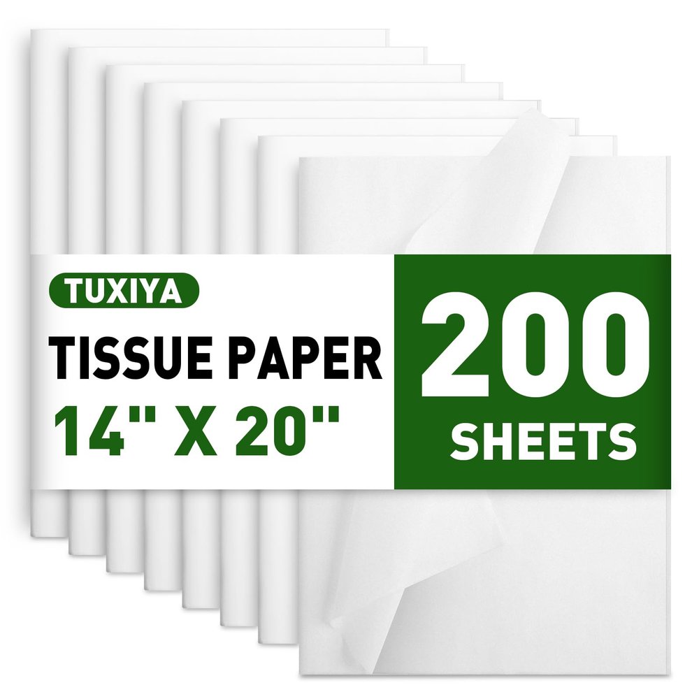 200 Sheets White Tissue Paper, 14" X 20" Tissue Papers Bulk for Christmas Wedding Birthday Showers Valentine's Day Flower Decoration, Tissue Paper for Gift Bags, Crafts, Packaging, Storage, Art