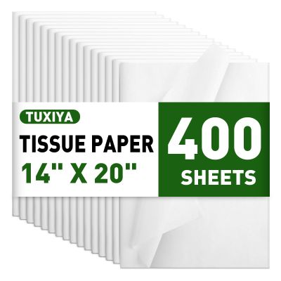 400 Sheets White Tissue Paper for Gift Bags, Crafts, Packaging, Storage, Art - 14" X 20" Christmas, Wedding, Birthday and Flower Decoration Bulk