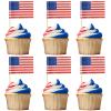 100 Pcs USA American Flag Cupcake Topper Double Sided Mini Cupcake Toppers for World Cup Party Army Graduation Party Sport events President Day USA Patriotic Party Supplies view 1