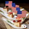 100 Pcs USA American Flag Cupcake Topper Double Sided Mini Cupcake Toppers for World Cup Party Army Graduation Party Sport events President Day USA Patriotic Party Supplies view 3