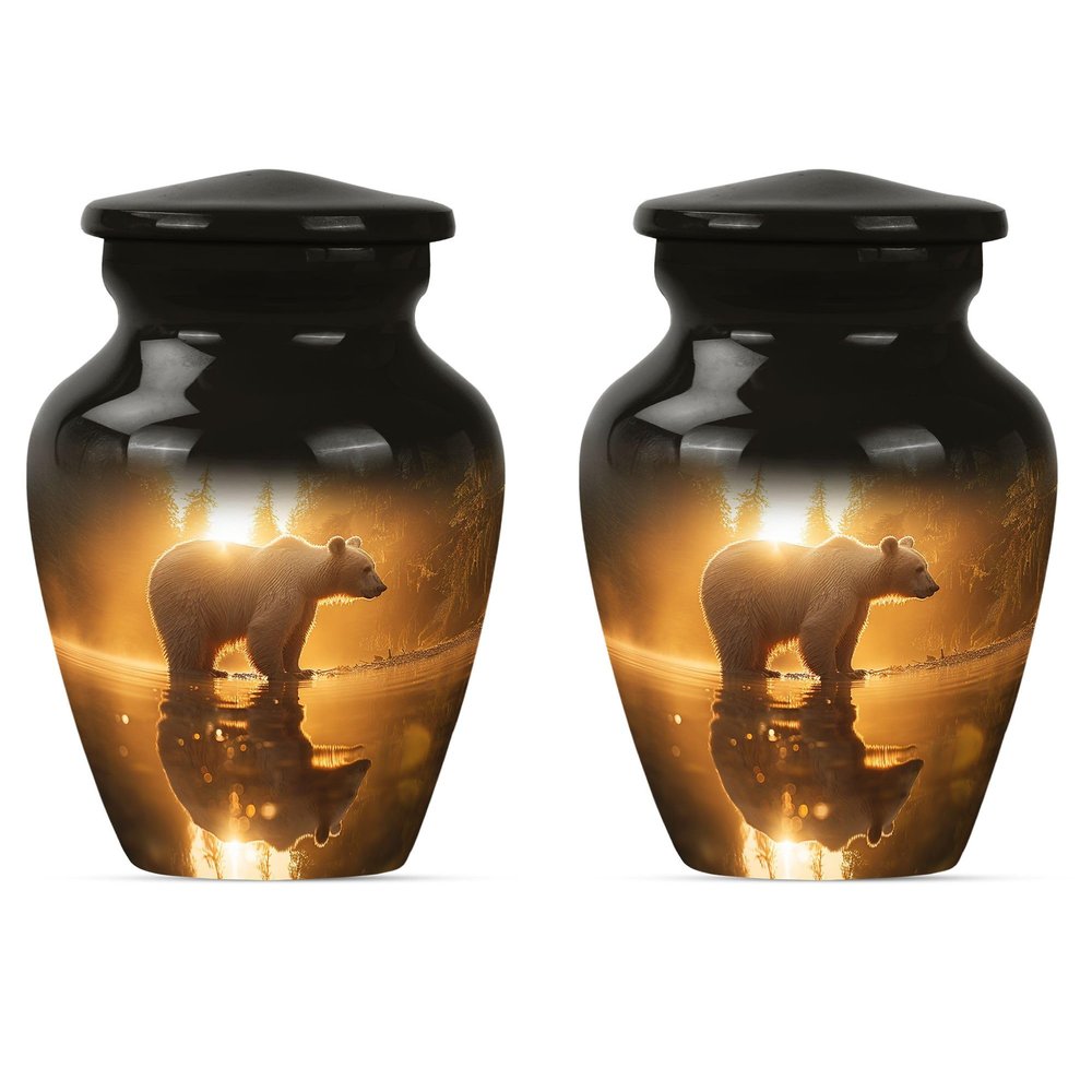 JAGSHASHI Bear Urn - Keepsake Urn - Urn for Human Ashes - Urns for Ashes Adult Female - Memorial Urn - Ash Urns for Humans (3 inch Pack of 2)