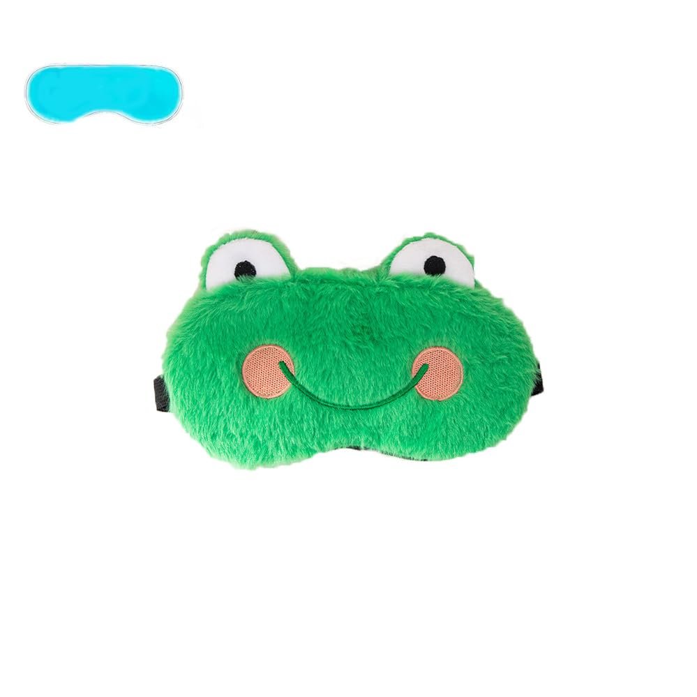 1Pcs Sleep Eye Mask Ice Hot Compress to Relieve Fatigue Summer Light Color Breathable Summer Breathable Blackout Sleep Eye Mask, Send Ice Bag (Green)