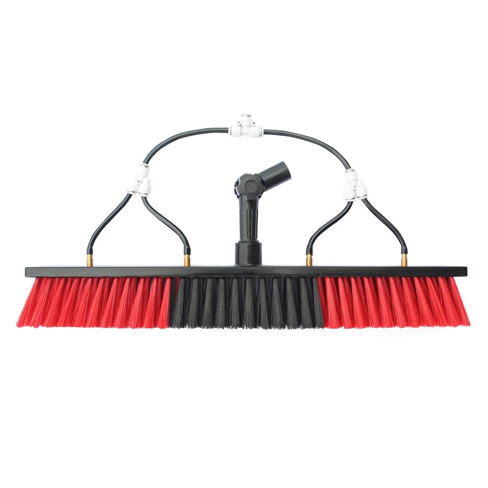 CNHOPOLE Water Fed Brush Head for High Window/Solar Panel Cleaning,Water Flow Through Brush Accessory with Angle Adapter Compatible with Acme/Euro Thread(Without Pole) (Brush-550)