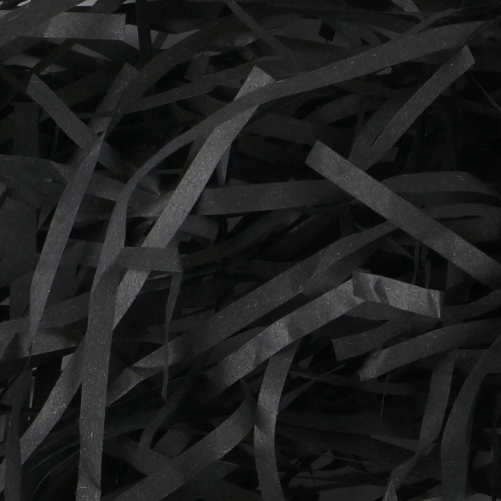 BoxSkivra 4 OZ Black Crinkle Paper Shredded Paper for Gift baskets Filler Paper Shred for Gift Wrapping Crinkle Cut Paper Shred Filler for Easter Basket Grass, Christmas, Birthday, Mother's Day