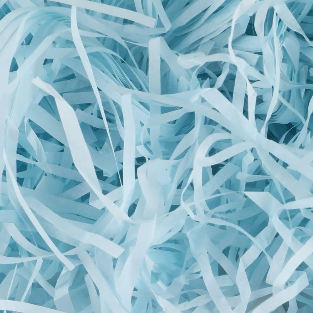 BoxSkivra 4 OZ Blue Crinkle Paper Shredded Paper for Gift baskets Filler Paper Shred for Gift Wrapping Crinkle Cut Paper Shred Filler for Easter Basket Grass, Christmas, Birthday, Mother's Day