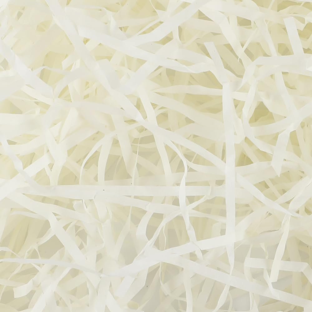 BoxSkivra 4 OZ White Crinkle Paper Shredded Paper for Gift baskets Filler Paper Shred for Gift Wrapping Crinkle Cut Paper Shred Filler for Easter Basket Grass, Christmas, Birthday, Mother's Day