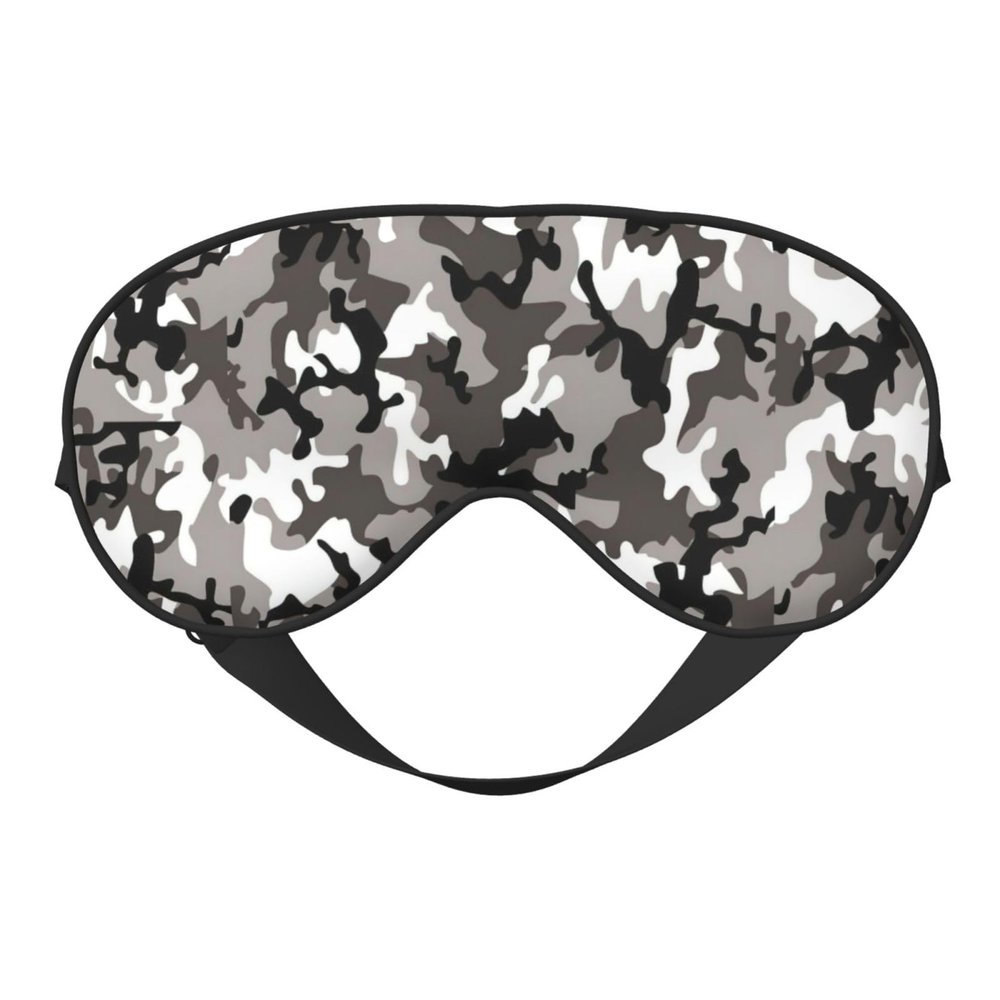 ack Grey White Camo Eye Mask, Blackout Eye Mask unisex,Sleep Eye Covers with Adjustable Straps, Travel Eye Mask