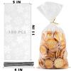 Labeol 200pcs Cellophane Bags 5X11 Christmas Treat Bags with Ties Goodie Bag White Snowflake Clear Gift Bag for Candy Cookie Party Favor Goody Winter Wonderland Birthday view 4