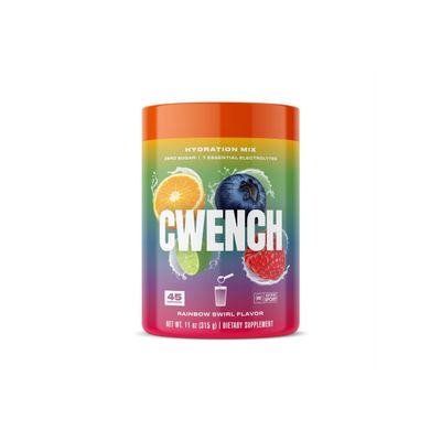 CWENCH HYDRATION Electrolyte Drink Mix Rainbow Swirl 11oz | Zero Sugar Hydration Powder with 7 Electrolytes, B Vitamins & Amino Acids, No Caffeine, Hydration Mix for Sports, Work, Travel & Wellness