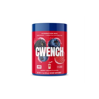 CWENCH HYDRATION Electrolyte Mix Berry Crush 11oz  Healthy Hydration Drink Powder for Sports, Gym, Travel, Fitness, Work, Zero Sugar, NSF Certified, Energy & Recovery