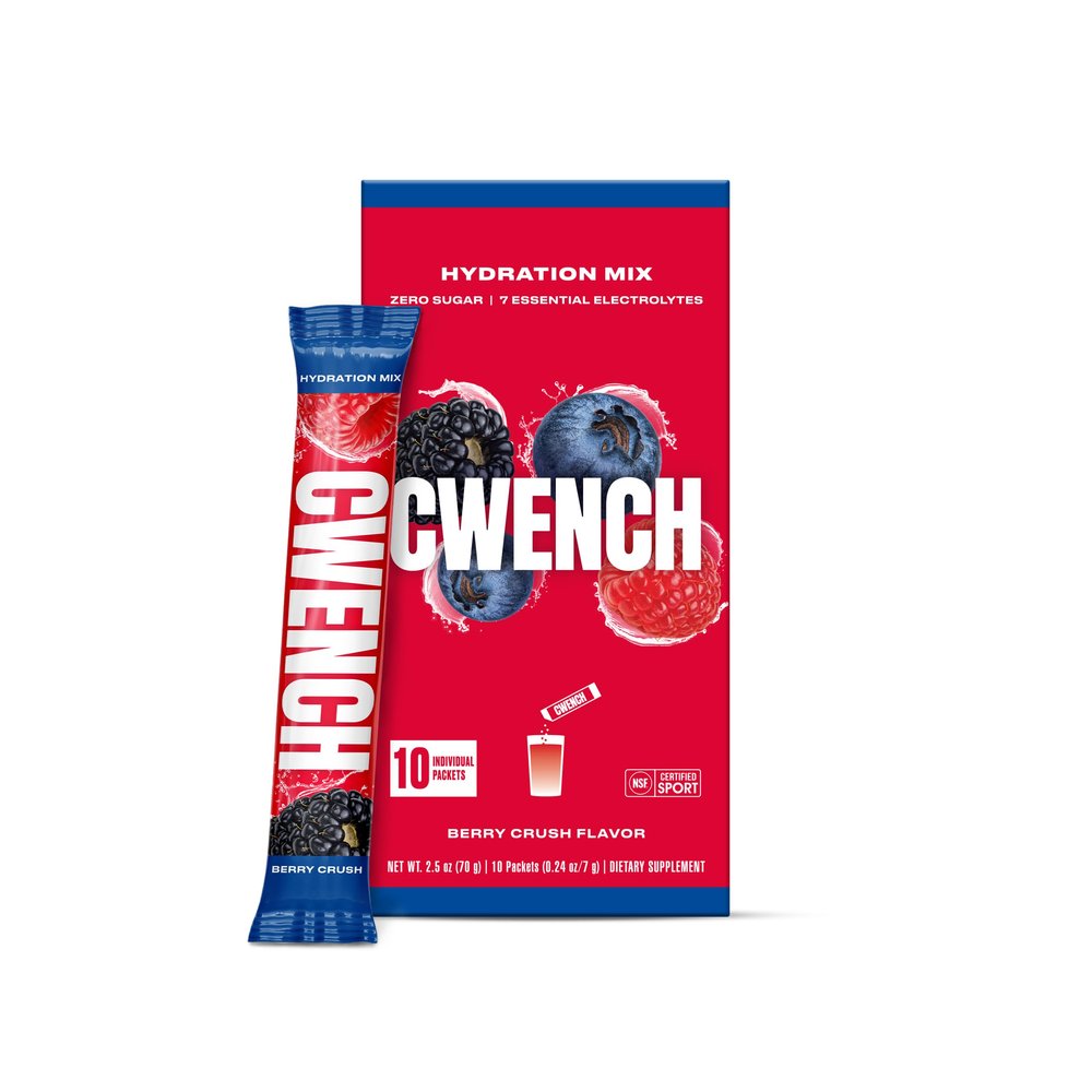 CWENCH HYDRATION Electrolytes Powder Hydration Mix Berry Crush 10 Single-Serve Packets, Sugar-Free, Celtic Salt, Premium Electrolytes for All-Day Hydration, Travel, Sports, Work, School, Gym