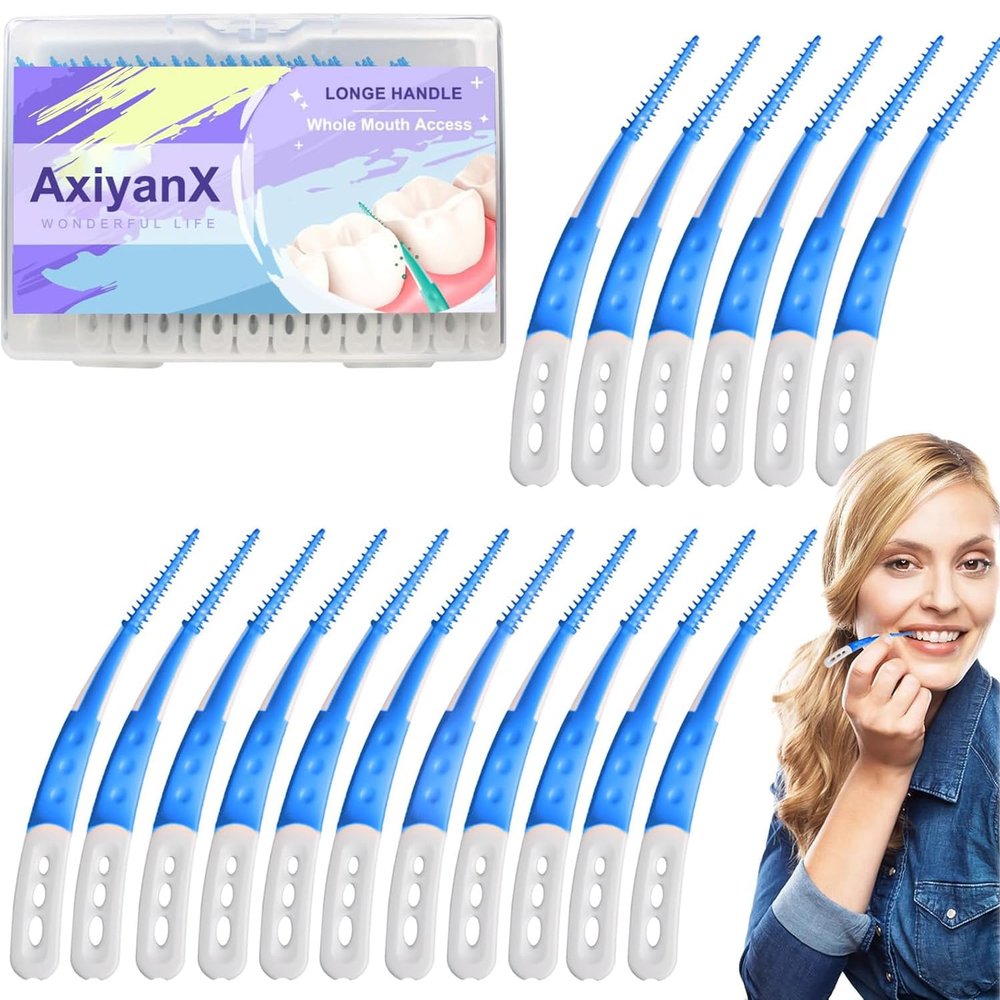 AxiyanX 84PCS Portable Dental Floss Picks,Soft Silica toothpicks,flossers for Adults Teeth Cleaning Tools,interdental Brushes Between Teeth,Disposable Dental Picks